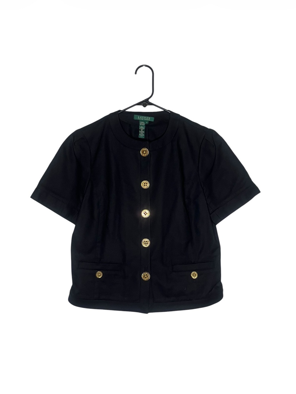 Ralph Lauren Black Short-Sleeve Jacket with Gold Buttons